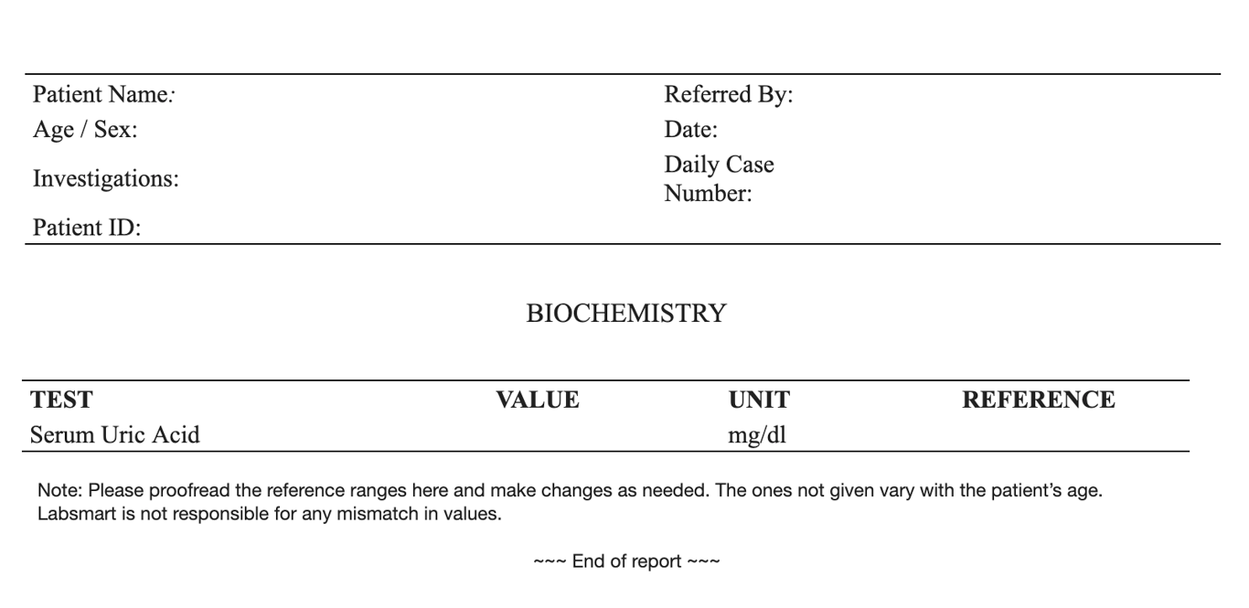 Serum Uric Acid word sample image