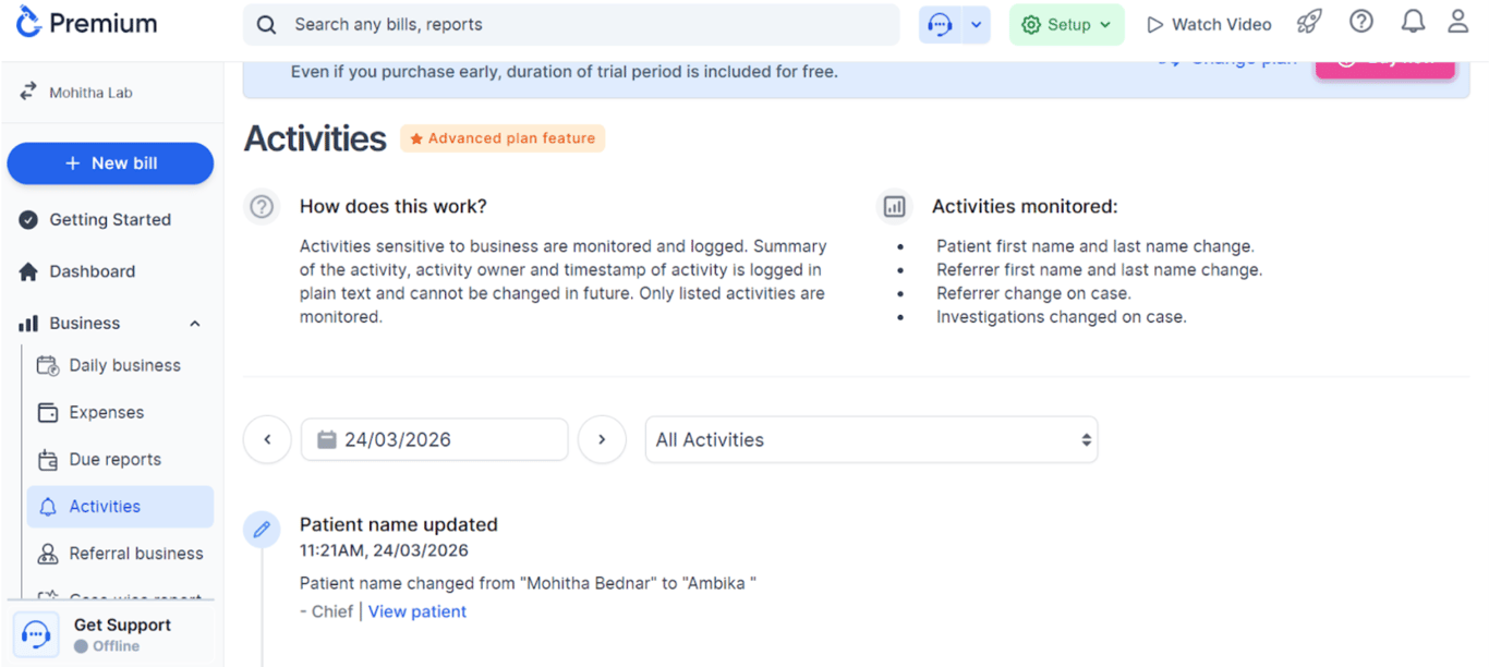 Labsmart activity tracking