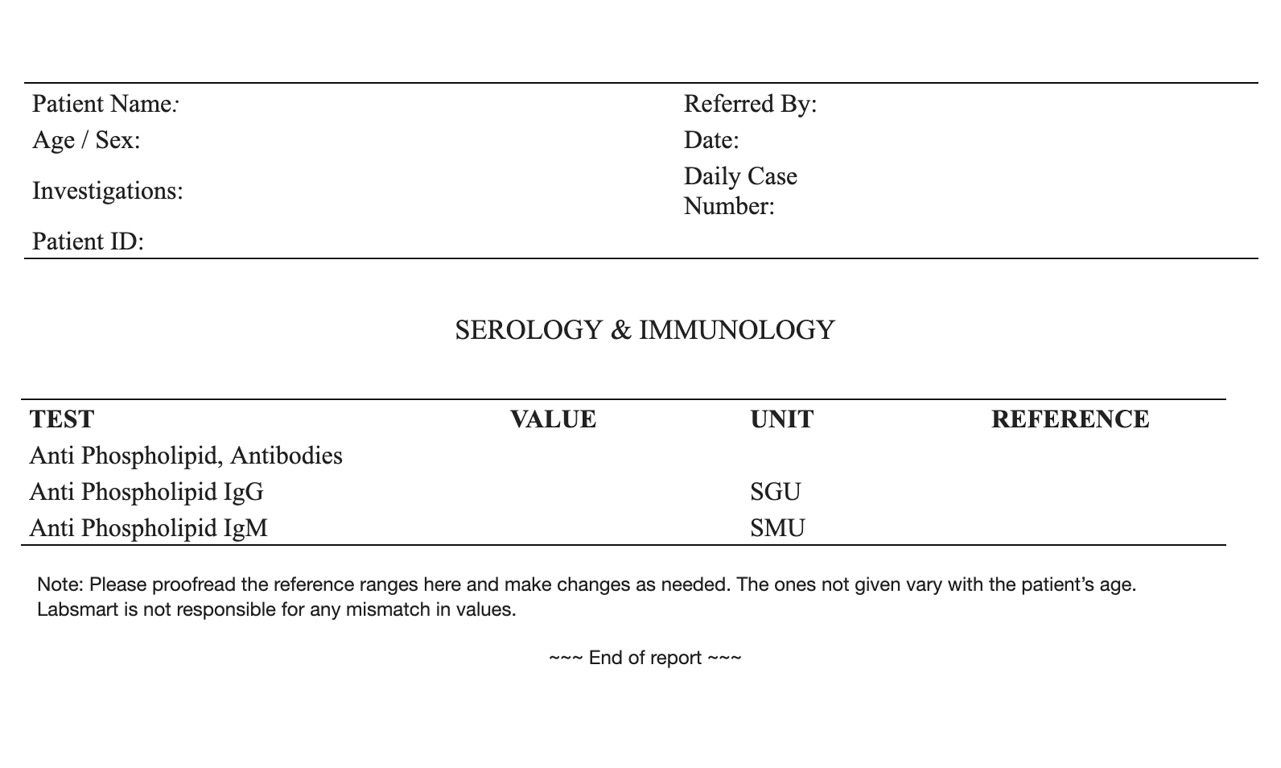 Anti Phospholipid Antibodies word sample image