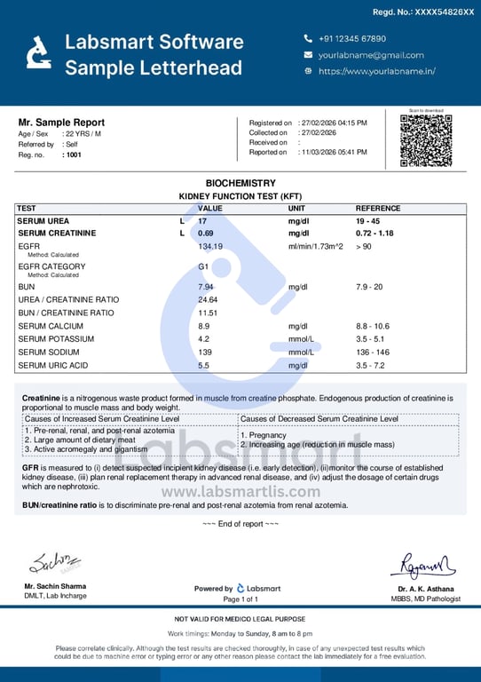 sample lab report with TAT