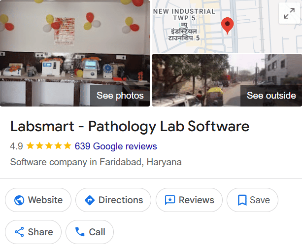 Labsmart Google reviews