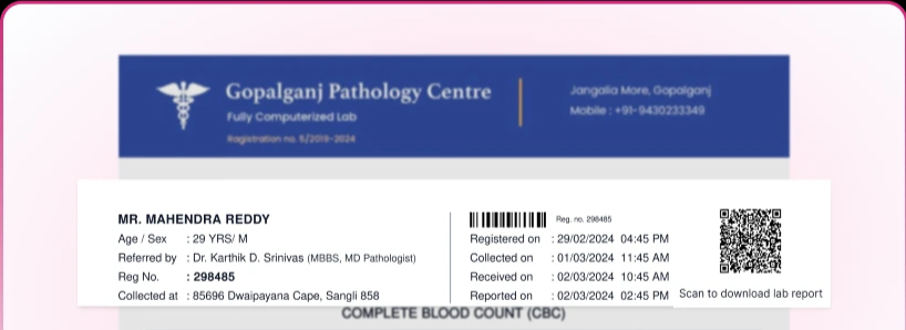 TAT info sample lab report