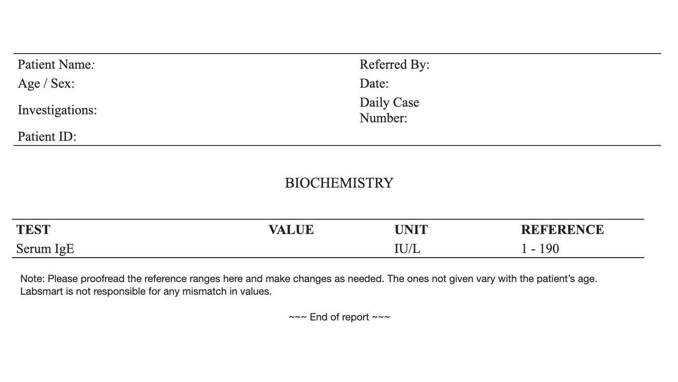 Serum immunoglobulin E, IgE word sample image